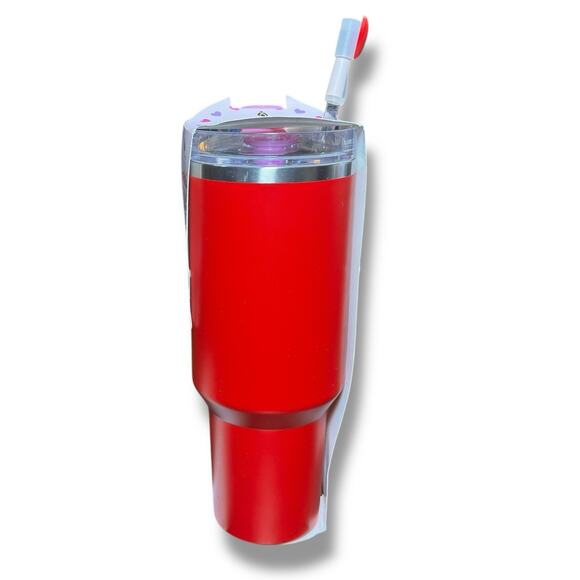 Manna Atlas Red 40 Oz Stainless Steel Tumbler W/Heart Straw Valentines Day - Picture 2 of 5